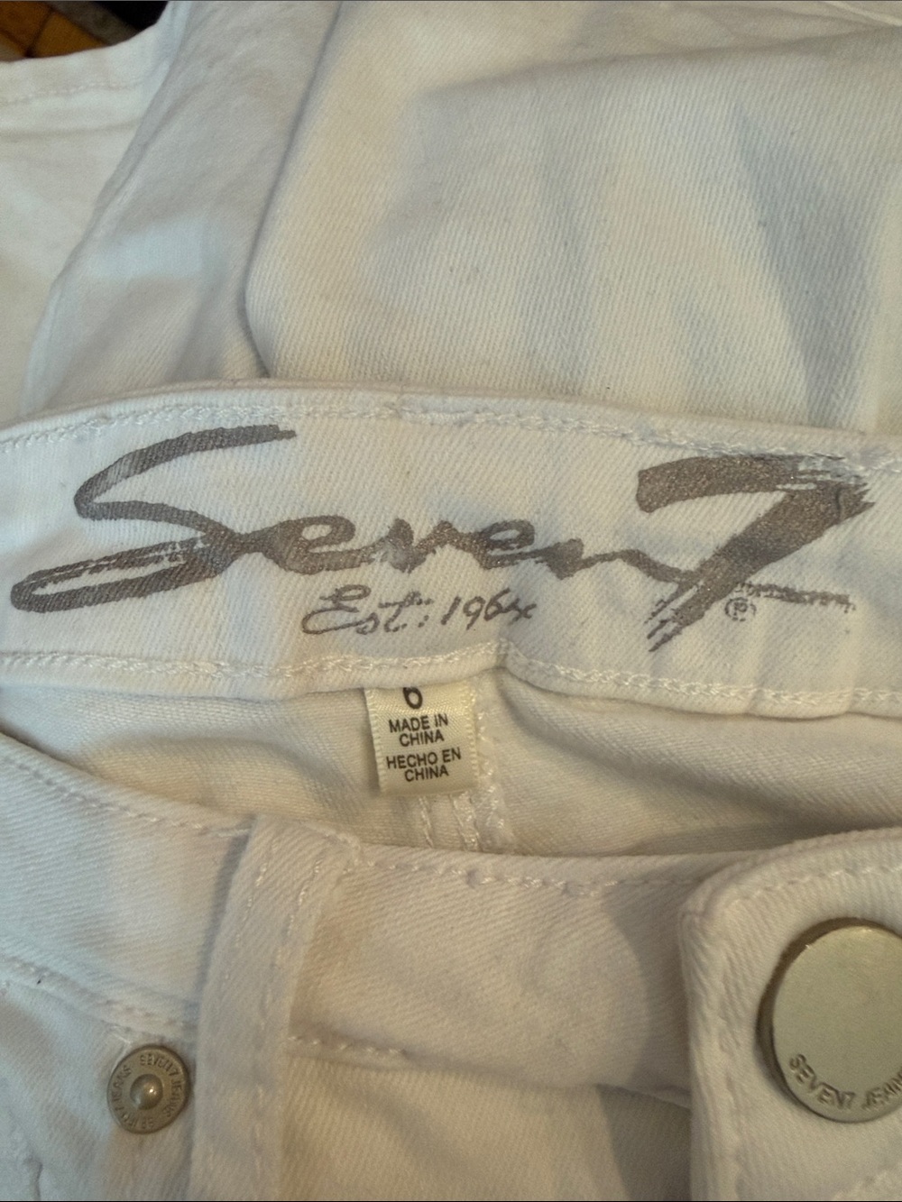 White Denim Bermuda Shorts by seven 7 - Picture 3 of 3